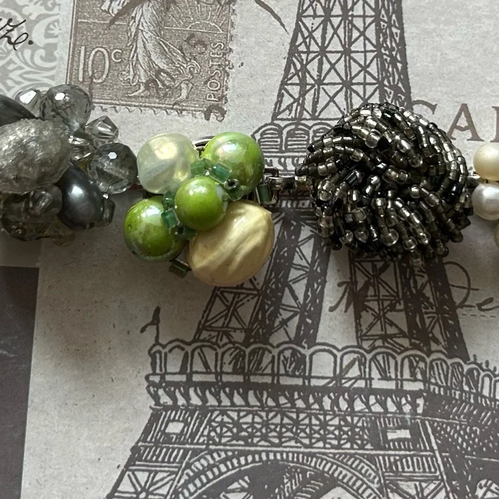 VINTAGE REPURPOSED OLD BEADED CLIP IN EARRINGS into AMAZING BRACELET